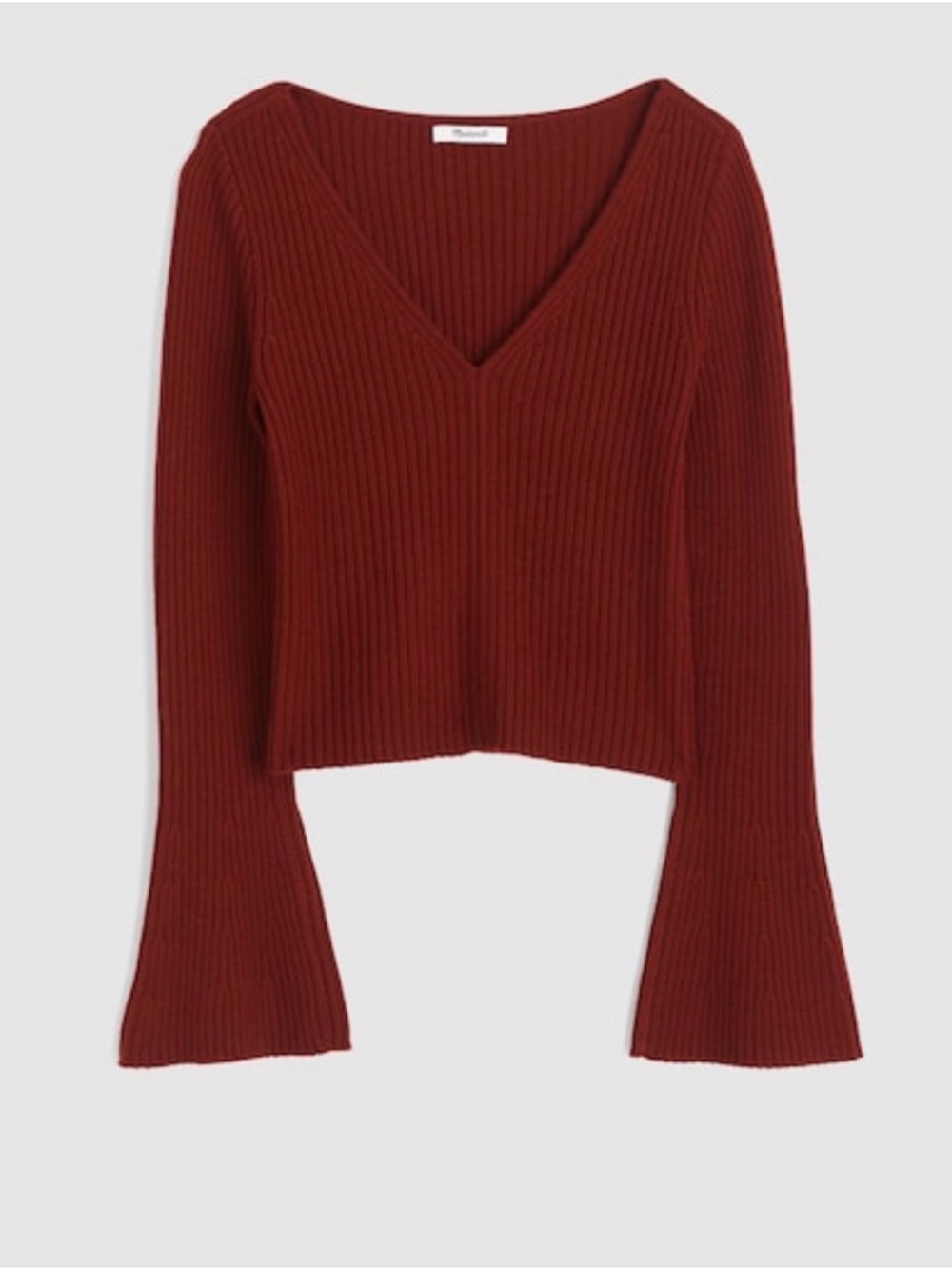 Madewell BNWT Merino Wool V Neck Ribbed Sweater Size L